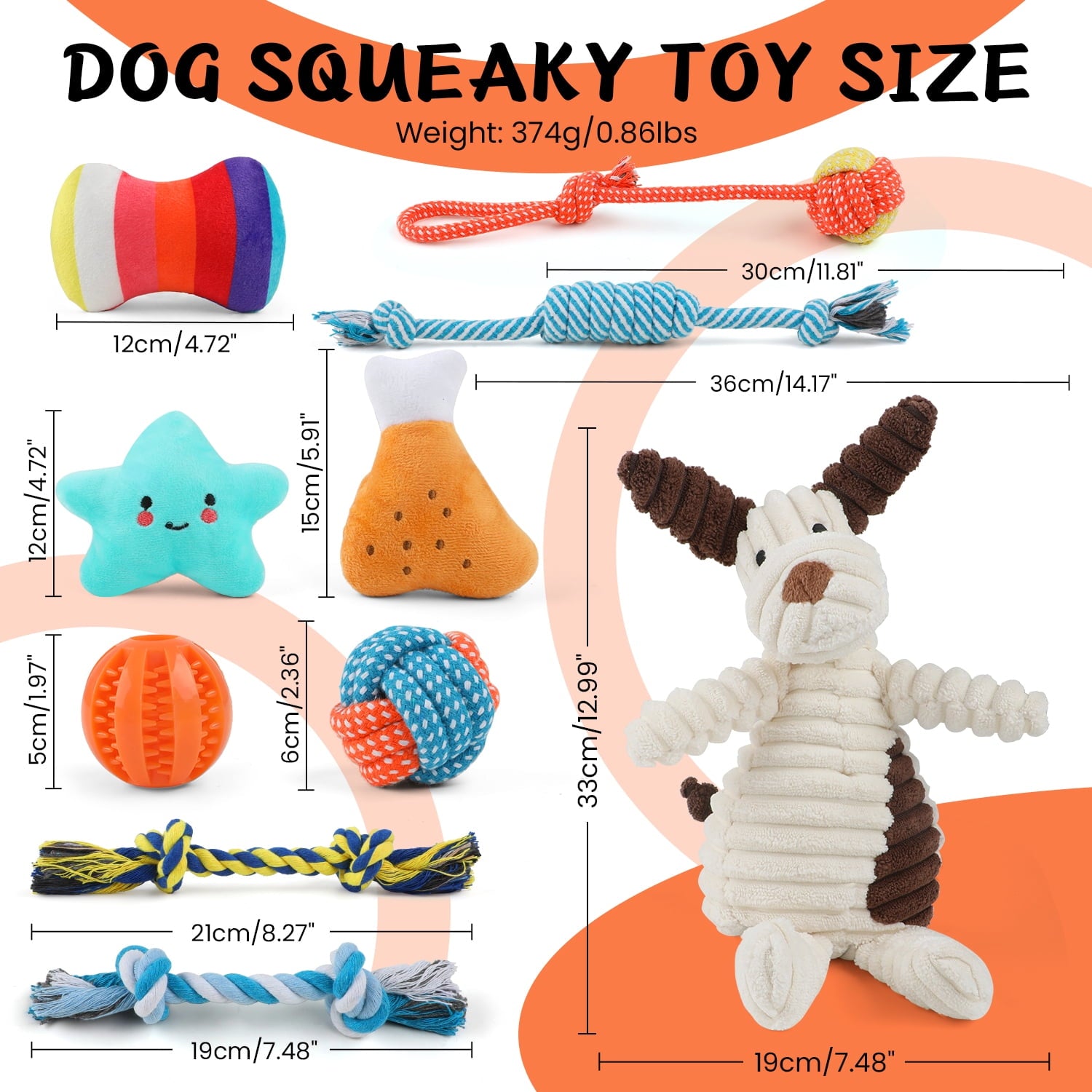 MASBRILL Dog Toys for Small Dogs ,10 Pack Puppy Chew Toys for Teething and Training with Plush Squeaky Toys, Treat Ball and Rope Toys to Keep Them Busy，White Dog