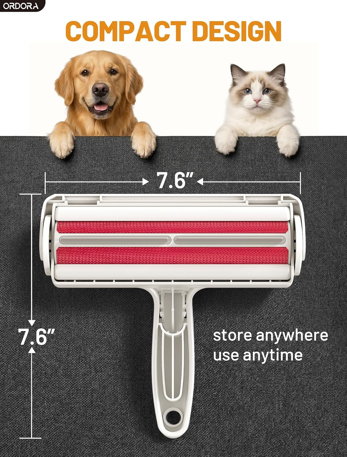 Pet Hair Removal Tool: Reusable Lint Roller for Pet Hair - Portable Pet Hair Remover - Dog and Cat Hair Remover for Couch, Bedding, Car, Rugs & Furniture, Eco-Friendly, for Multi-Pet Homes