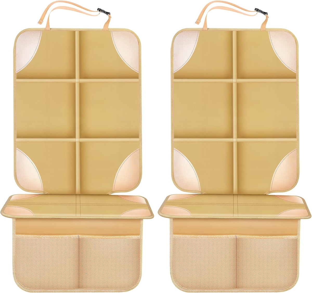 Car Seat Protector, Non-Slip Backing Will Not Leave Imprint, Waterproof Thicker Car Seat Cover for SUV, Sedan, Truck, Leather Car Seat Cushion (Ochre)